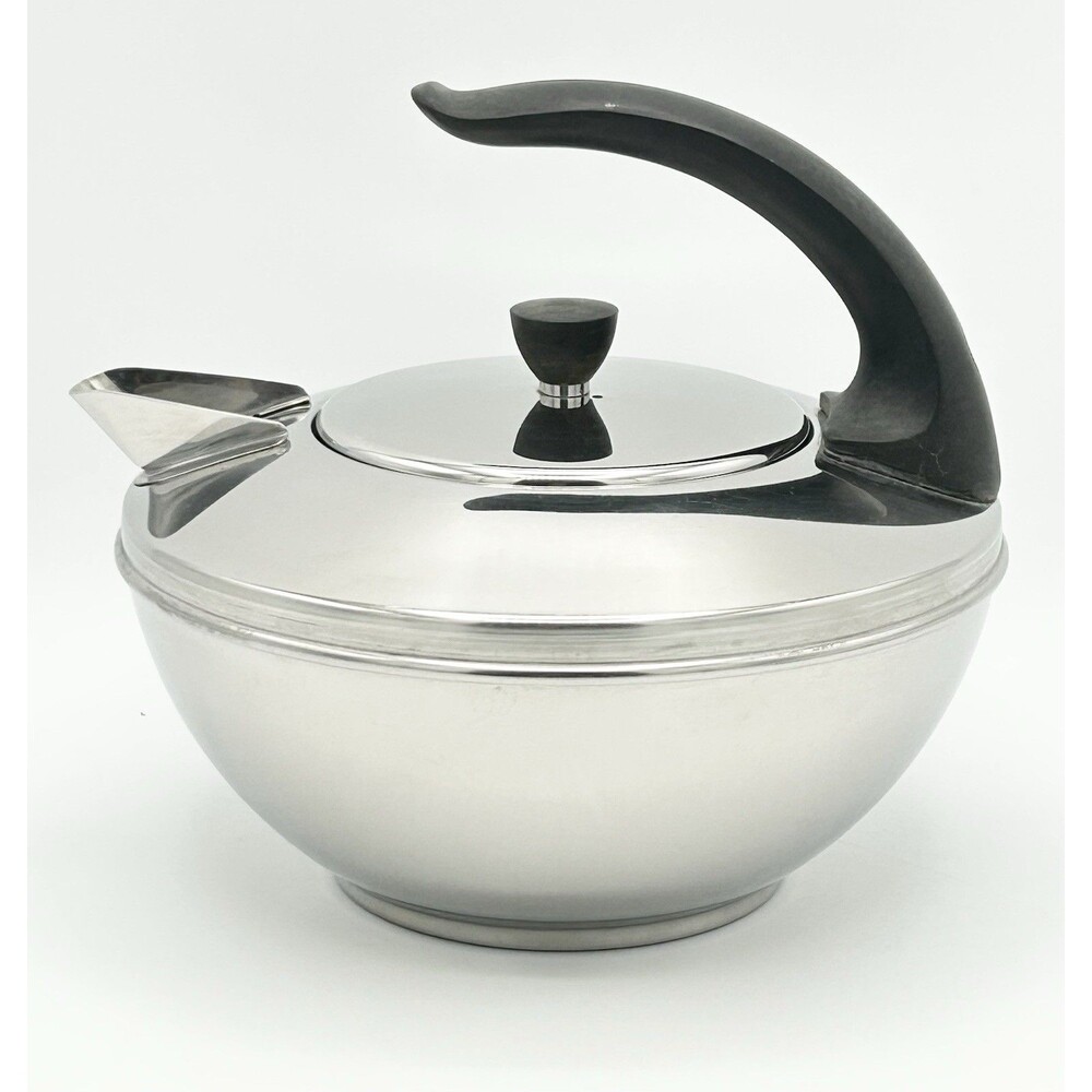 Vintage Revere Ware 1801 Stainless Steel Tea Pot Kettle with Cat Tail Handle MCM